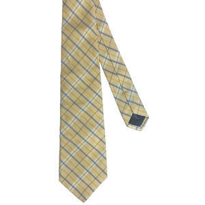 Pitti Bimi Silk Yellow Plaid Neck tie Hand Made Italy Sunny Spring Easter